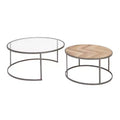 Set of 2 Contemporary Nesting Round Coffee Tables Gray - Olivia & May: Polished Glass, Stackable, MDF Frame