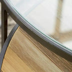 Set di 2 Tavolini da Caffè Rotondi Nido Contemporanei Grigi - Olivia & May: Vetro Lucido, Impilabili, Struttura in MDF