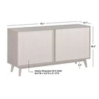 Lifestorey Madia Flory con Ante Scorrevoli Noce: Credenza Soggiorno Stile Mid-Century Moderno, Ripiani Regolabili