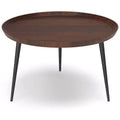 Joellla Coffee Table Cognac - WyndenHall: Solid Wood, Flared Metal Legs, Industrial Design, 16.9"H