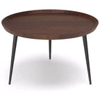 Joellla Coffee Table Cognac - WyndenHall: Solid Wood, Flared Metal Legs, Industrial Design, 16.9"H