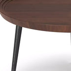 Tavolino da caffè Joellla Cognac - WyndenHall: Legno massello, Gambe metalliche svasate, Design industriale, 42.9 cm H