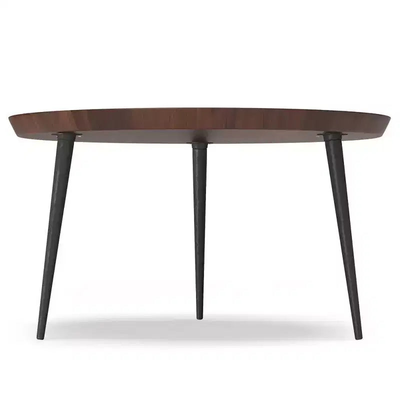 Tavolino da caffè Joellla Cognac - WyndenHall: Legno massello, Gambe metalliche svasate, Design industriale, 42.9 cm H