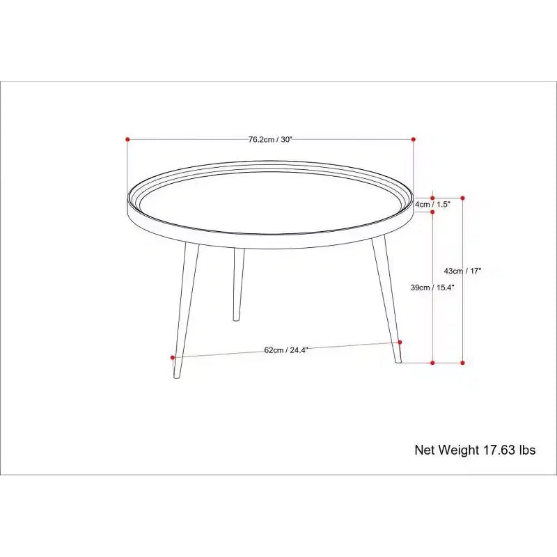 Tavolino da caffè Joellla Cognac - WyndenHall: Legno massello, Gambe metalliche svasate, Design industriale, 42.9 cm H