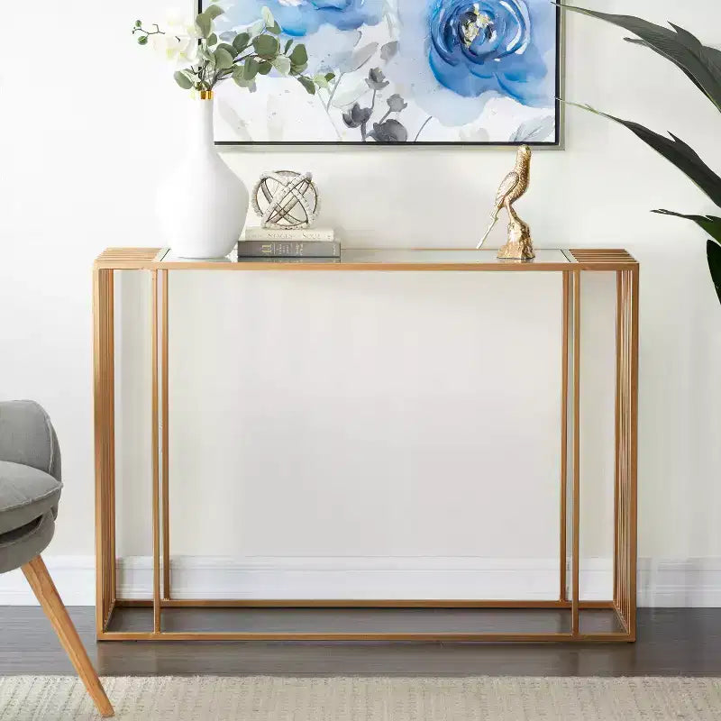 Consolle moderna in metallo specchiato oro - Olivia & May