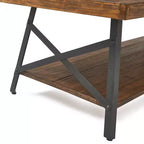 Tavolino da caffè Ezra in legno massello e metallo: Robusta struttura nera, design a 2 ripiani - ClickDecor