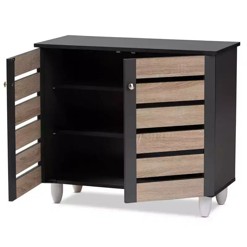 Gisela 2 - Mobile scarpiera a porta grigio scuro - Baxton Studio: MDF e plastica indipendenti, contiene 9 paia