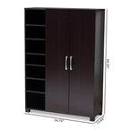 Mobile per Scarpe da Ingresso Marine con Finitura in Legno a 2 Ante e Ripiani aperti Marrone - Baxton Studio: Organizer per Armadio, Finitura Wengé