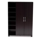 Mobile per Scarpe da Ingresso Marine con Finitura in Legno a 2 Ante e Ripiani aperti Marrone - Baxton Studio: Organizer per Armadio, Finitura Wengé