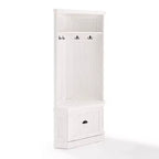 Seaside Corner Hall Tree Distressed White - Crosley: Entryway Organizer with Shoe Storage, 4 Hooks