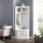 Albero da ingresso Seaside Corner bianco invecchiato - Crosley: Organizzatore da ingresso con porta scarpe, 4 ganci