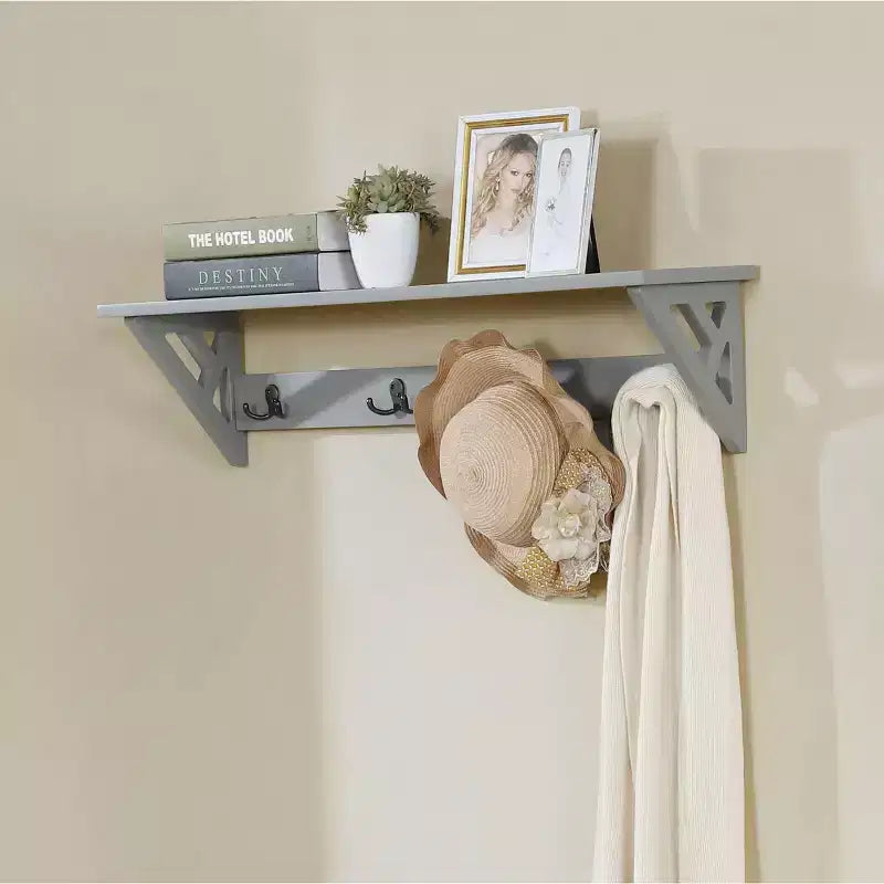 Gancio appendiabiti con mensola Middlebury da 36" grigio - Alaterre Furniture