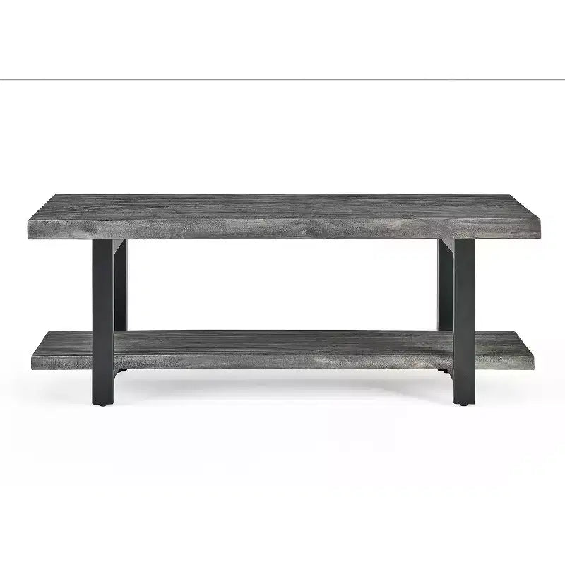 Appendino a parete Alaterre Furniture Pomona in metallo e legno con panca, grigio ardesia, 122 cm: mobile da ingresso e guardaroba