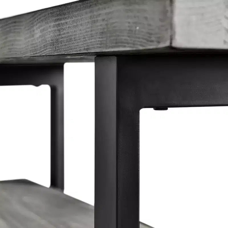 Appendino a parete Alaterre Furniture Pomona in metallo e legno con panca, grigio ardesia, 122 cm: mobile da ingresso e guardaroba