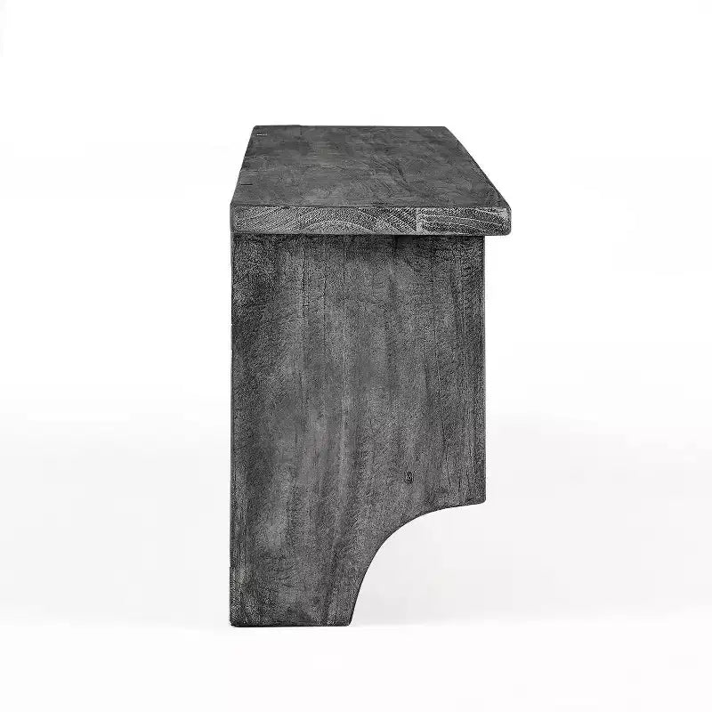 Appendino a parete Alaterre Furniture Pomona in metallo e legno con panca, grigio ardesia, 122 cm: mobile da ingresso e guardaroba