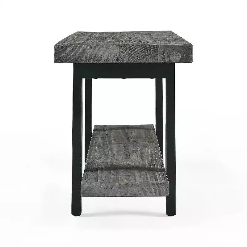 Appendino a parete Alaterre Furniture Pomona in metallo e legno con panca, grigio ardesia, 122 cm: mobile da ingresso e guardaroba