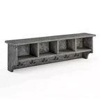 Appendino a parete Alaterre Furniture Pomona in metallo e legno con panca, grigio ardesia, 122 cm: mobile da ingresso e guardaroba