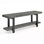 Appendino a parete Alaterre Furniture Pomona in metallo e legno con panca, grigio ardesia, 122 cm: mobile da ingresso e guardaroba