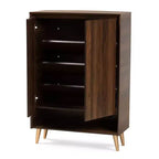 Landen Mid-Century Modern Scarpiera a 2 ante in Noce/Marrone/Oro - Baxton Studio: Organizer per Ingresso in MDF, Contiene 4 Paia