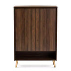 Landen Mid-Century Modern Scarpiera a 2 ante in Noce/Marrone/Oro - Baxton Studio: Organizer per Ingresso in MDF, Contiene 4 Paia