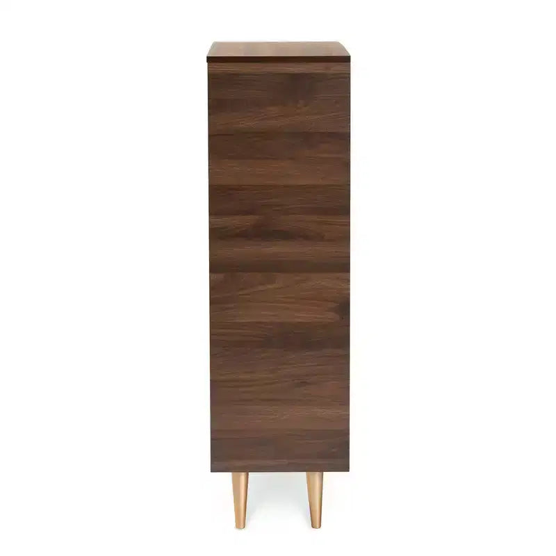 Landen Mid-Century Modern Scarpiera a 2 ante in Noce/Marrone/Oro - Baxton Studio: Organizer per Ingresso in MDF, Contiene 4 Paia