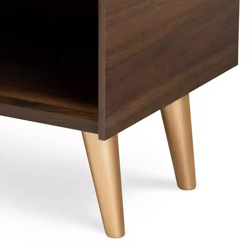 Landen Mid-Century Modern Scarpiera a 2 ante in Noce/Marrone/Oro - Baxton Studio: Organizer per Ingresso in MDF, Contiene 4 Paia
