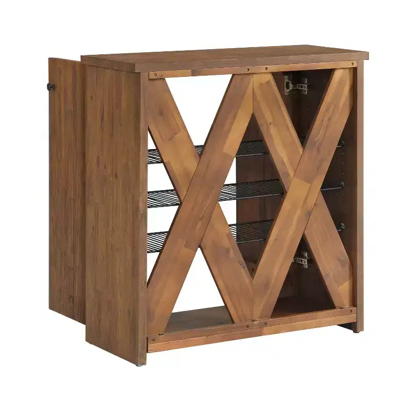 Alaterre Furniture 31" Bethel Mobile Contenitore Porta Scarpe in Legno di Acacia Naturale: Organizzatore Ingresso, Capacità 12 Paia