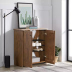 Alaterre Furniture 31" Bethel Mobile Contenitore Porta Scarpe in Legno di Acacia Naturale: Organizzatore Ingresso, Capacità 12 Paia
