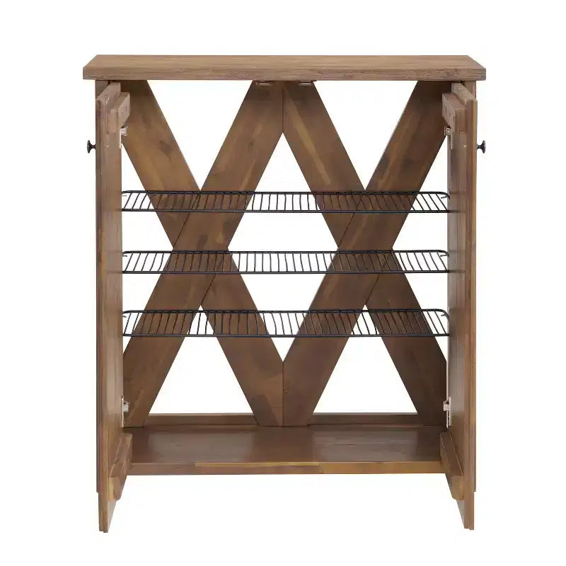 Alaterre Furniture 31" Bethel Mobile Contenitore Porta Scarpe in Legno di Acacia Naturale: Organizzatore Ingresso, Capacità 12 Paia
