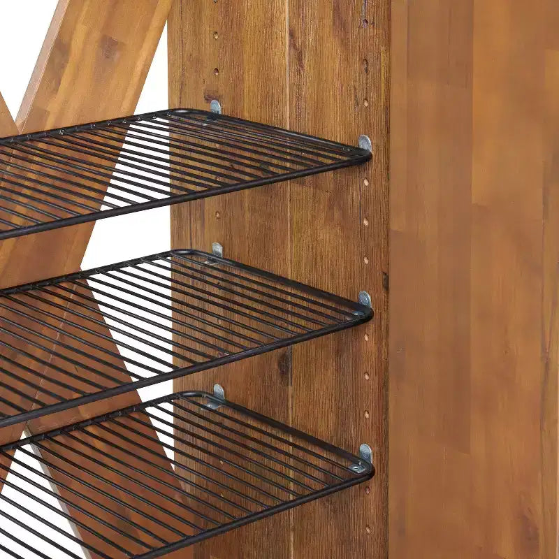 Alaterre Furniture 31" Bethel Mobile Contenitore Porta Scarpe in Legno di Acacia Naturale: Organizzatore Ingresso, Capacità 12 Paia