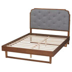 Baxton Studio King Roald Letto a piattaforma in tessuto e legno Grigio/Marrone Noce