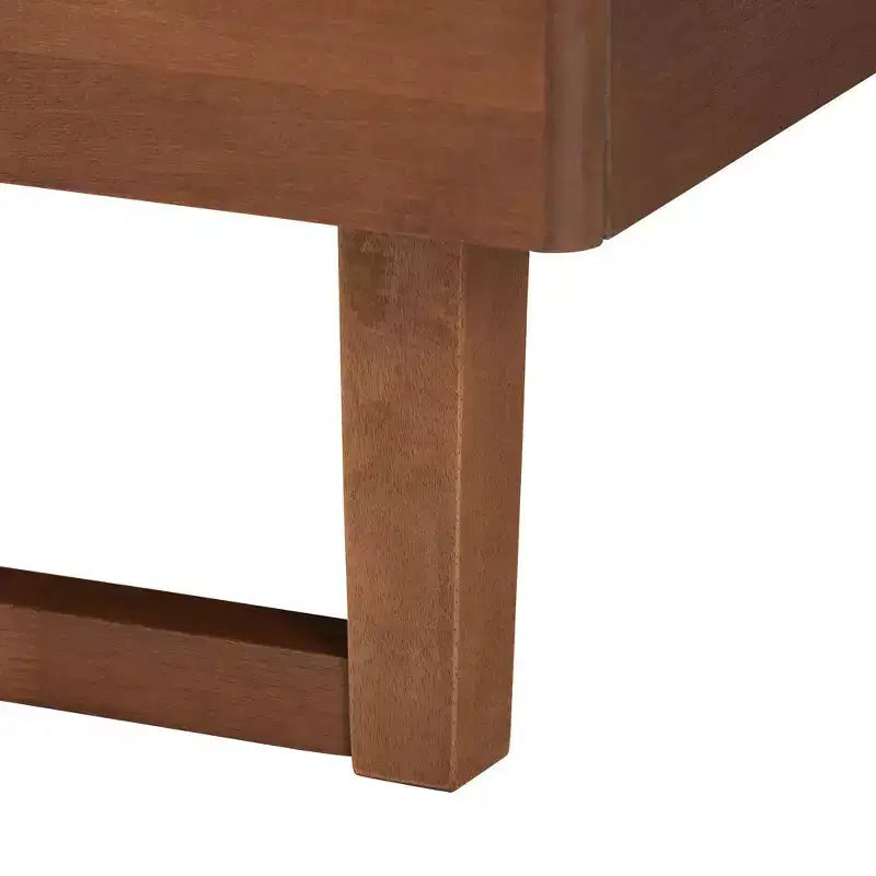 Baxton Studio King Roald Letto a piattaforma in tessuto e legno Grigio/Marrone Noce