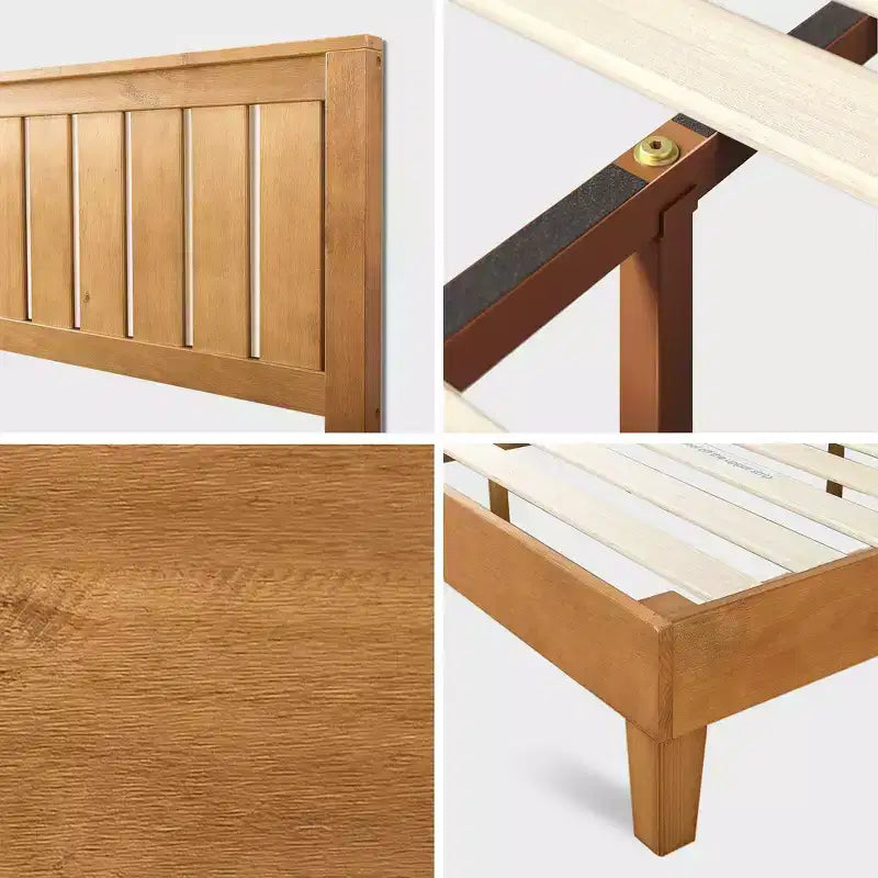 Struttura Letto con Piattaforma in Legno Deluxe Twin Alexis con Testiera, Naturale - Zinus: Stile Rustico, Nessuna Rete a Molle Necessaria