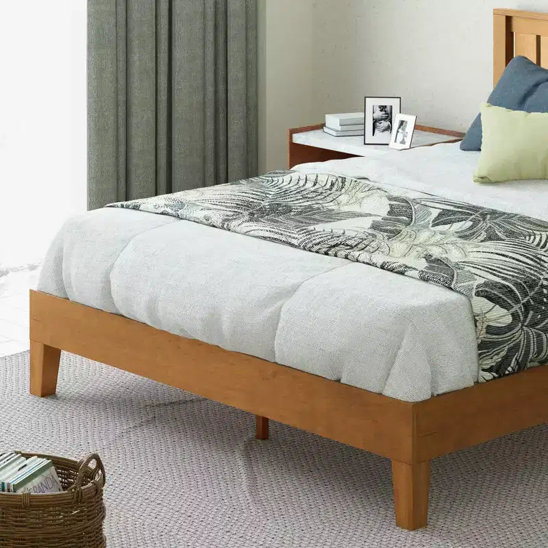 Struttura Letto con Piattaforma in Legno Deluxe Twin Alexis con Testiera, Naturale - Zinus: Stile Rustico, Nessuna Rete a Molle Necessaria