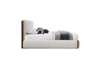 88.98" Eastern King Bed Sandro Bed White Boucle & Walnut Finish - Acme Furniture: Upholstered Wood Frame, Linen, Platform