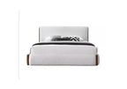 88,98" Letto King size Sandro Bianco Bouclé e Noce - Acme Furniture: Telaio in Legno Imbottito, Lino, Piattaforma