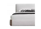 88,98" Letto King size Sandro Bianco Bouclé e Noce - Acme Furniture: Telaio in Legno Imbottito, Lino, Piattaforma