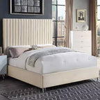 Acme Furniture Letto Queen da 86" Edzia in Velluto Beige: Lussuoso pannello imbottito, telaio in legno, tessuto acrilico