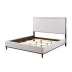 64,25" Letto Queen Carena Letto Tessuto Grigio Chiaro Finitura Bianco Marrone - Acme Furniture: Testiera Imbottita, Struttura in Legno, Richiesto Box Spring