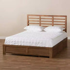 Letto Piera Moderno in Legno con Piattaforma a 3 Cassetti Noce/Marrone - Baxton Studio