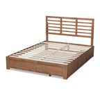 Letto Piera Moderno in Legno con Piattaforma a 3 Cassetti Noce/Marrone - Baxton Studio
