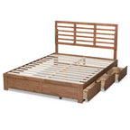 Letto Piera Moderno in Legno con Piattaforma a 3 Cassetti Noce/Marrone - Baxton Studio