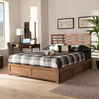 Letto Piera Moderno in Legno con Piattaforma a 3 Cassetti Noce/Marrone - Baxton Studio