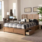 Letto Piera Moderno in Legno con Piattaforma a 3 Cassetti Noce/Marrone - Baxton Studio