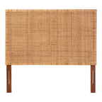 bali & pari Queen Size Lesia Rattan and Mahogany Wood Headboard Light Honey/Red Teak
