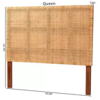 Testiera per letto Queen Size Bali & Pari Lesia in Rattan e Legno di Mogano, Miele Chiaro/Teak Rosso
