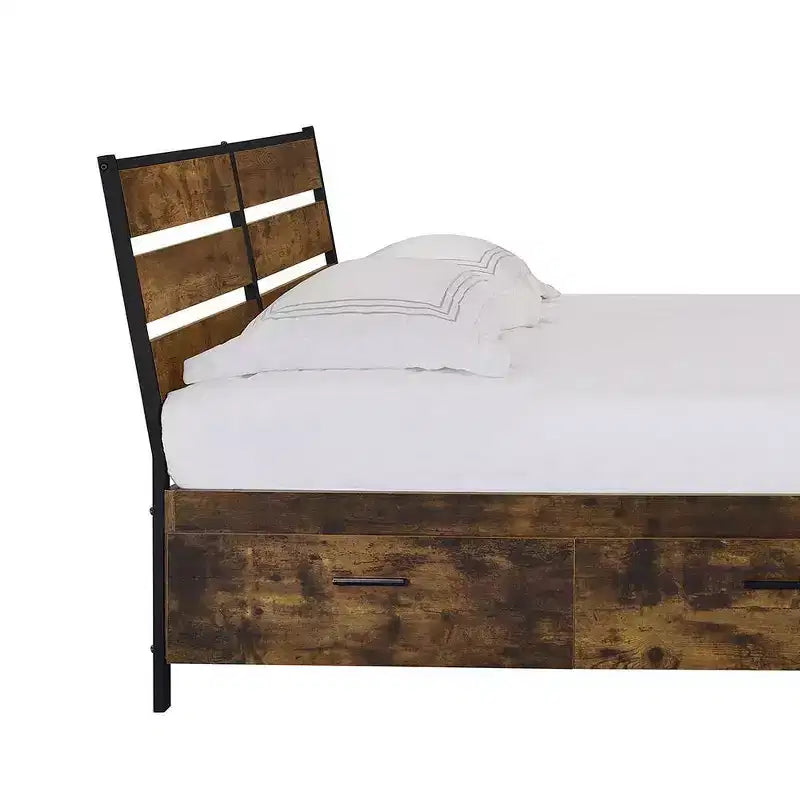 Acme Furniture Letto King Juvanth King Orientale Finitura Rovere Rustico/Nero