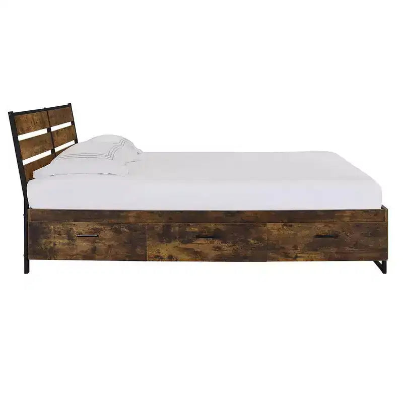 Acme Furniture Letto King Juvanth King Orientale Finitura Rovere Rustico/Nero