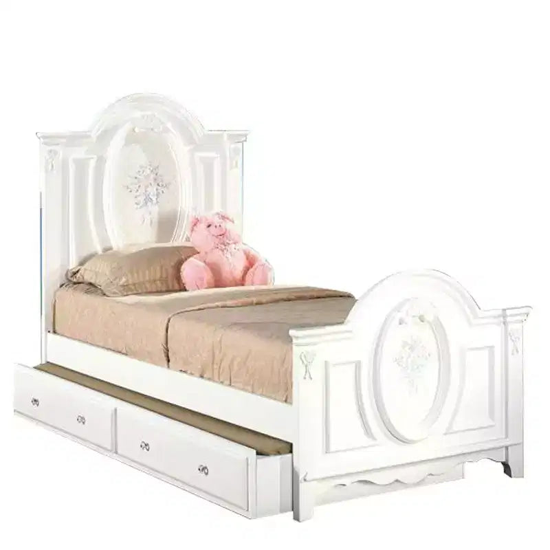 81" Full Bed Flora Bed White Finish - Acme Furniture: Cotton Upholstered, Underbed Storage, No Tools Assembly