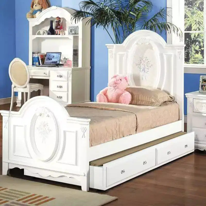 Letto matrimoniale da 81" Flora bianco - Acme Furniture: Rivestimento in cotone, Contenitore sottostante, Montaggio senza attrezzi